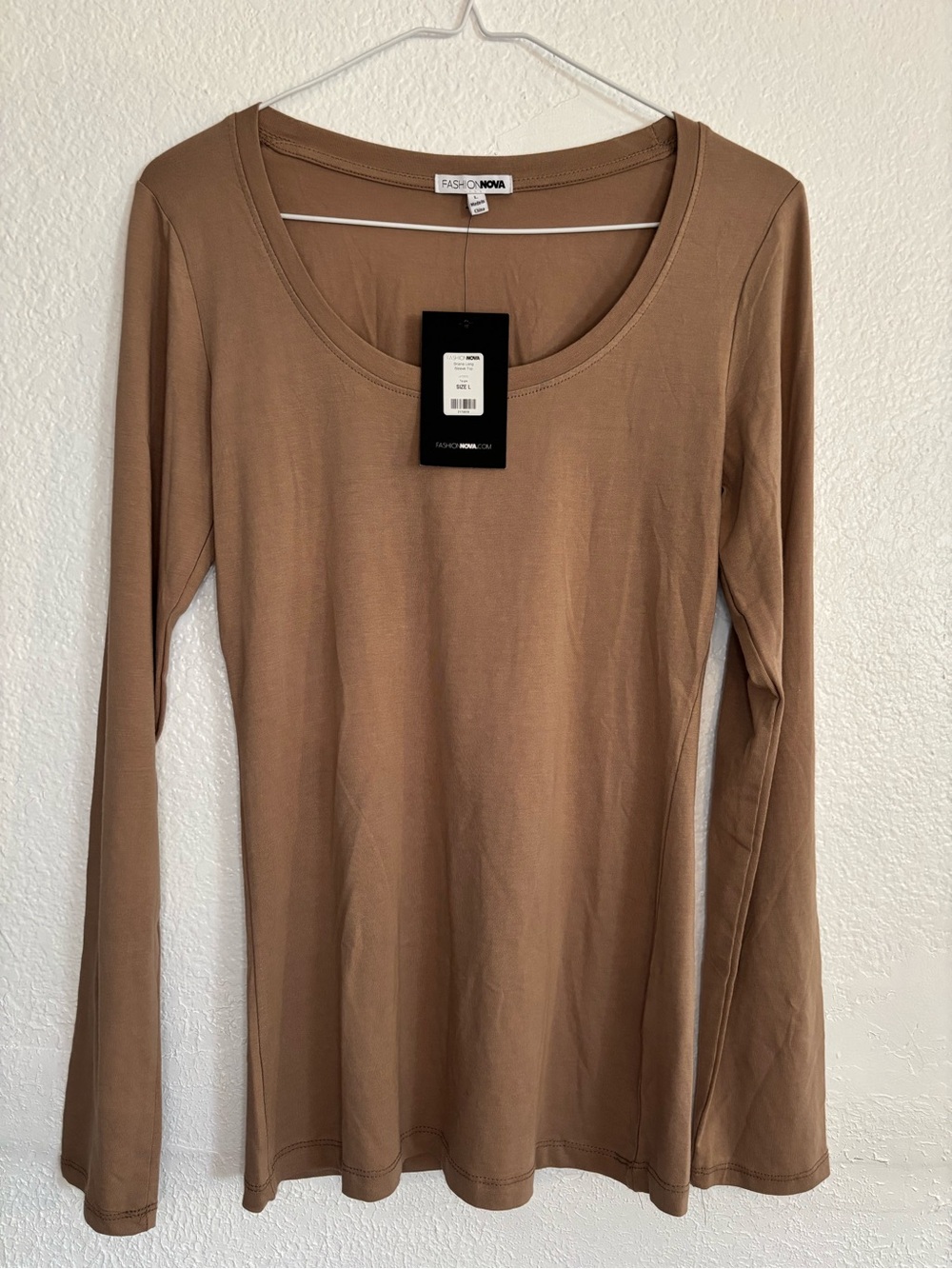 Fashion Nova Women's Long Sleeve Scoop Neck Top - Brown